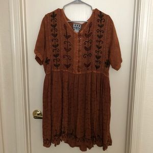 Brown flowy vintage dress